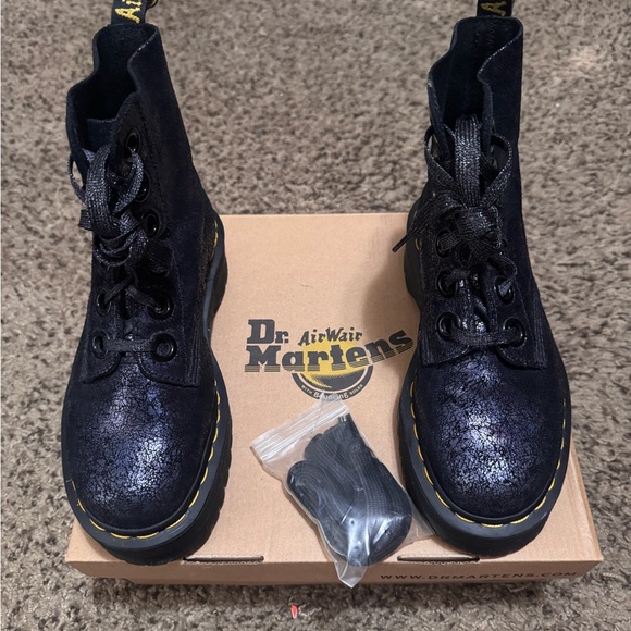 Dr. Martens MOLLY METALLIC LEATHER PLATFORM BOOTS - Picture 1 of 6